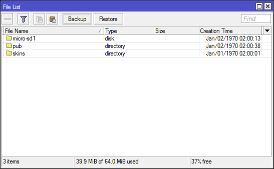 MikroTik Dateiliste