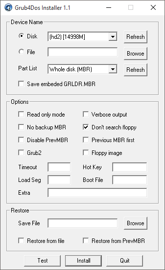 Grub4DOS GUI