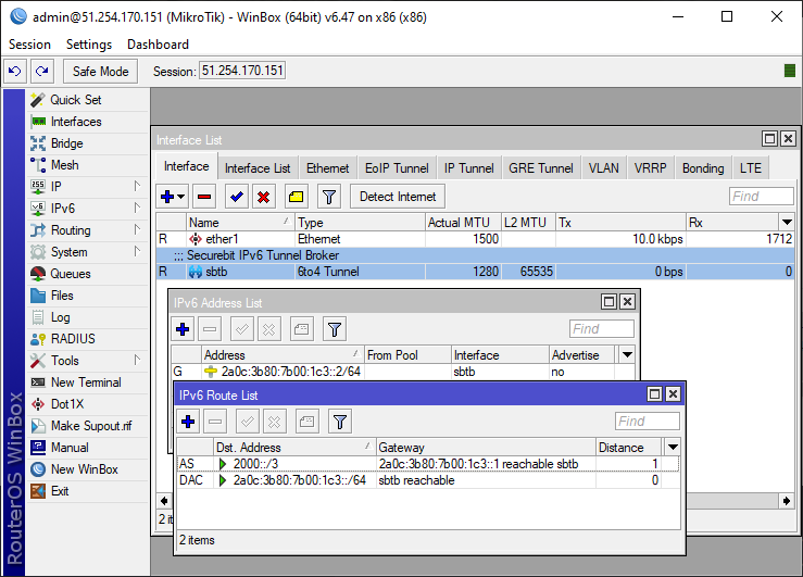 MikroTik SIT Ipv6 Tunnel