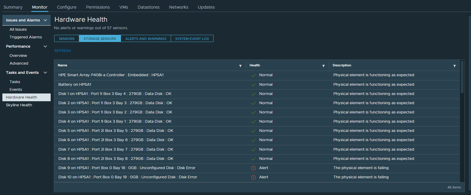 vSphere Storage Sensors