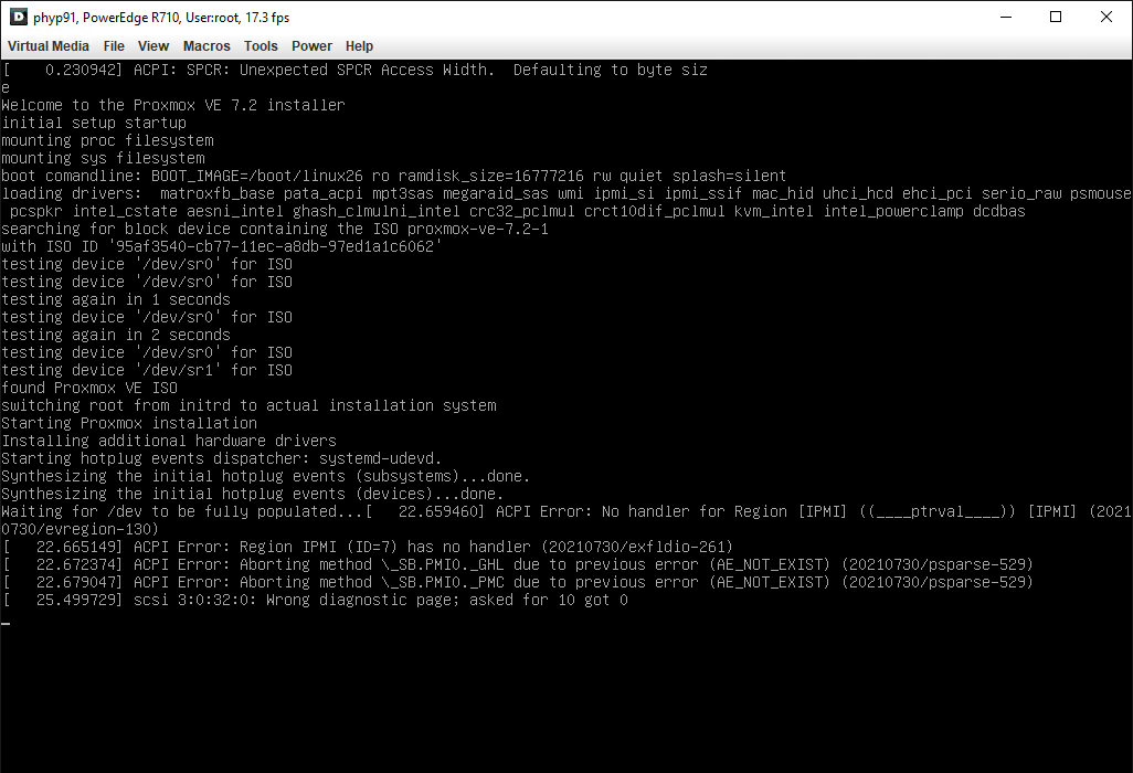 Proxmox ACPI Error