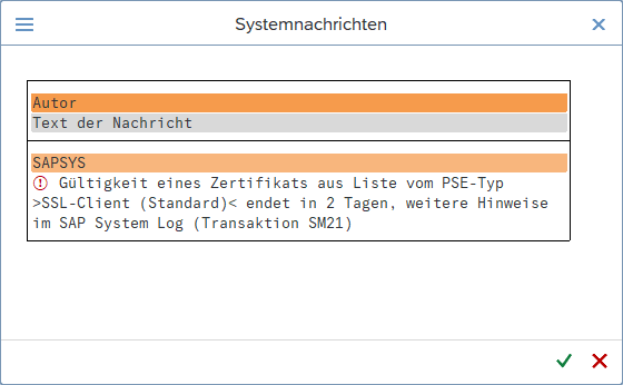 SAP Systemnachrichten